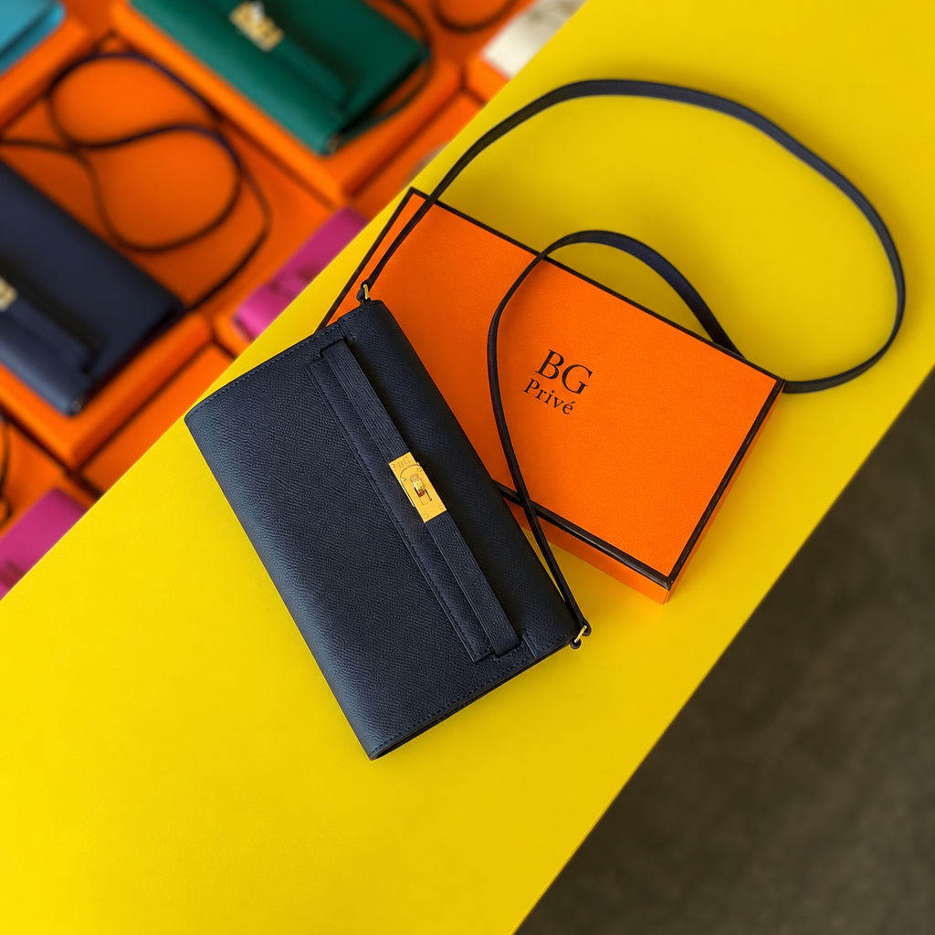 Kelly Classique To Go Wallet in Dark Navy Epsom Calfskin