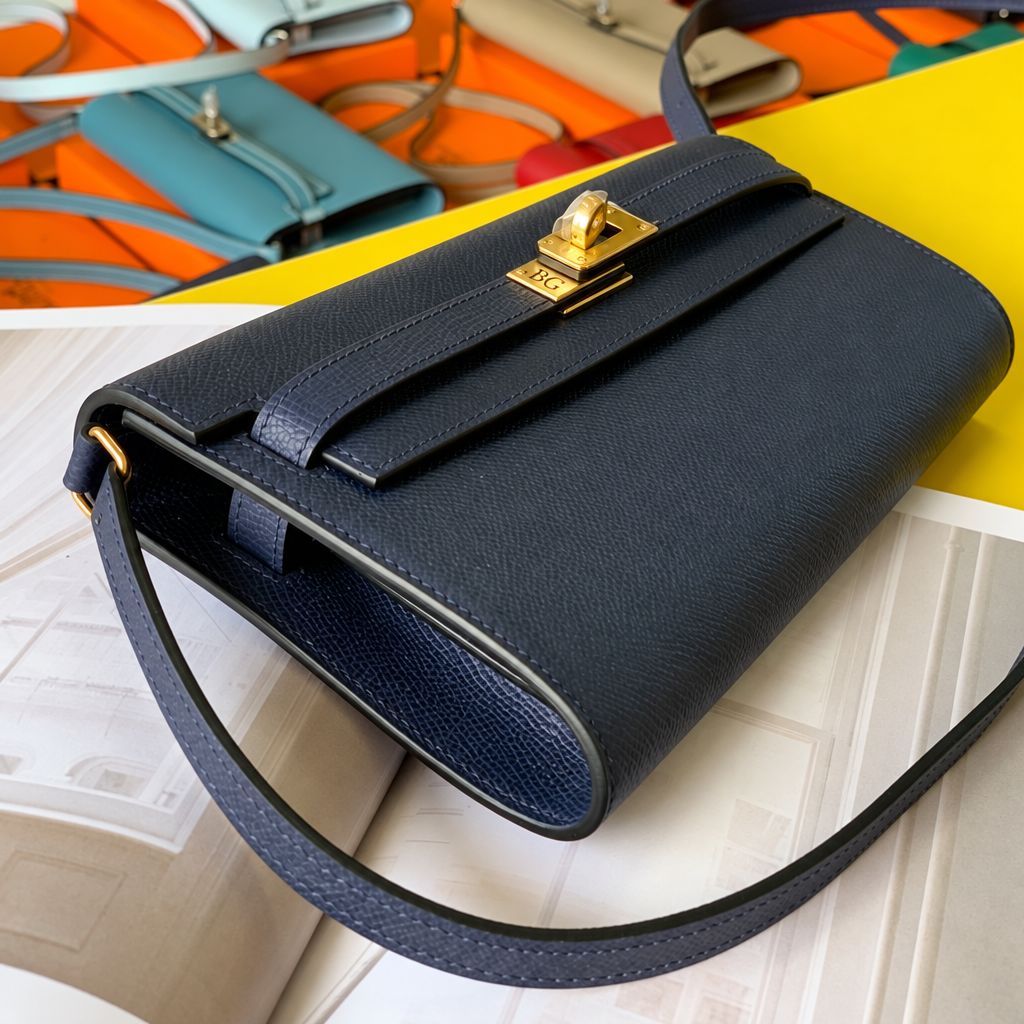Kelly Classique To Go Wallet in Dark Navy Epsom Calfskin