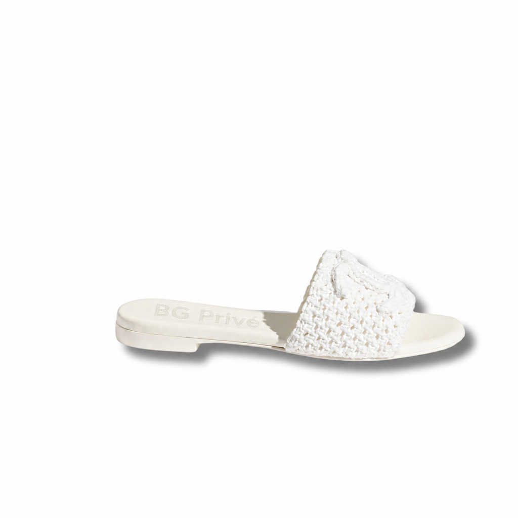 Coco Beach White Crochet Mules