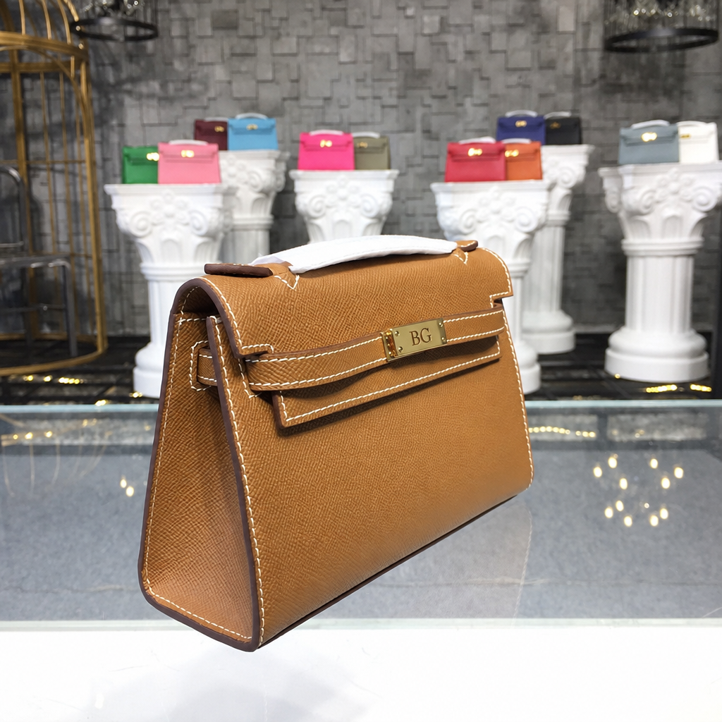 Kelly Pochette 22 cm Warm Tan Structured Clutch