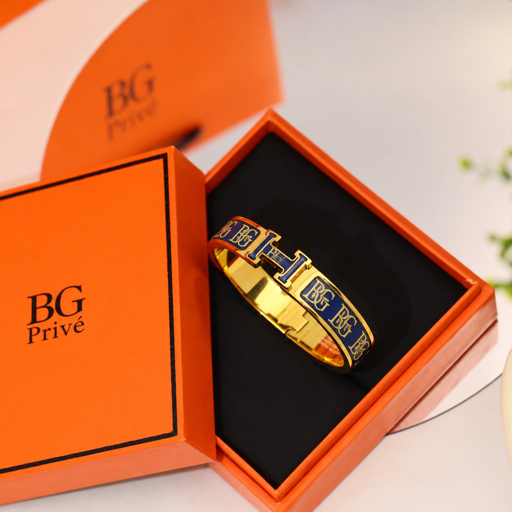 Clic H Bracelet Style – Narrow Printed Enamel H-Clasp Bangle