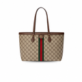 Ophidia Large Tote Bag in Beige and Ebony