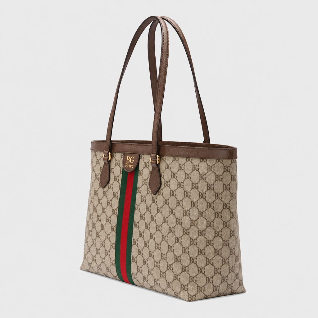 Ophidia Large Tote Bag in Beige and Ebony