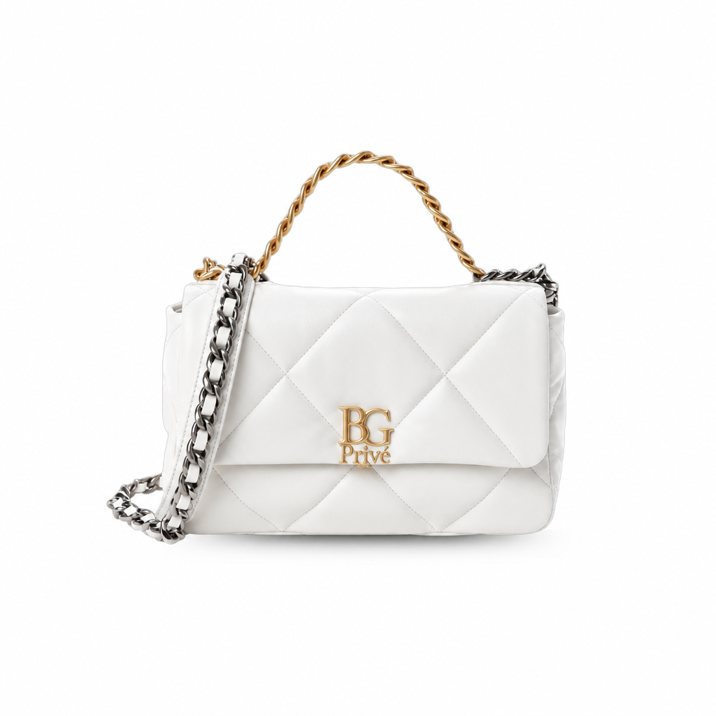 19 Bag in White Shiny Lambskin