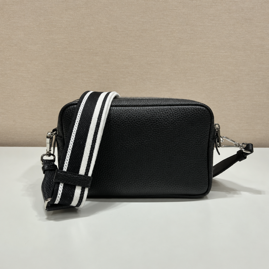 Medium Leather Crossbody Bag in Black