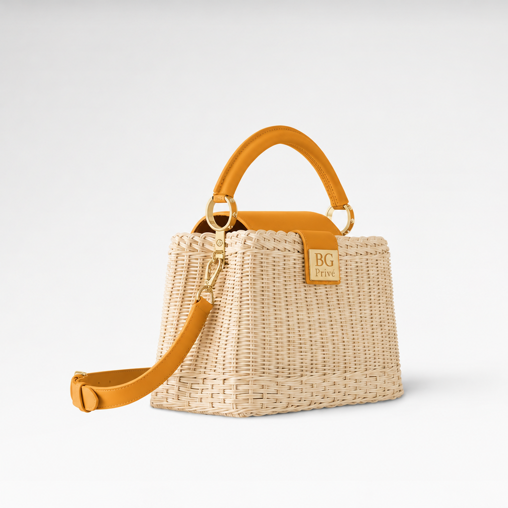 Capucines BB in Golden Yellow Braided Rattan