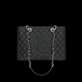 GST Tote in Black Quilted Caviar Leather with Silver-Tone Hardware