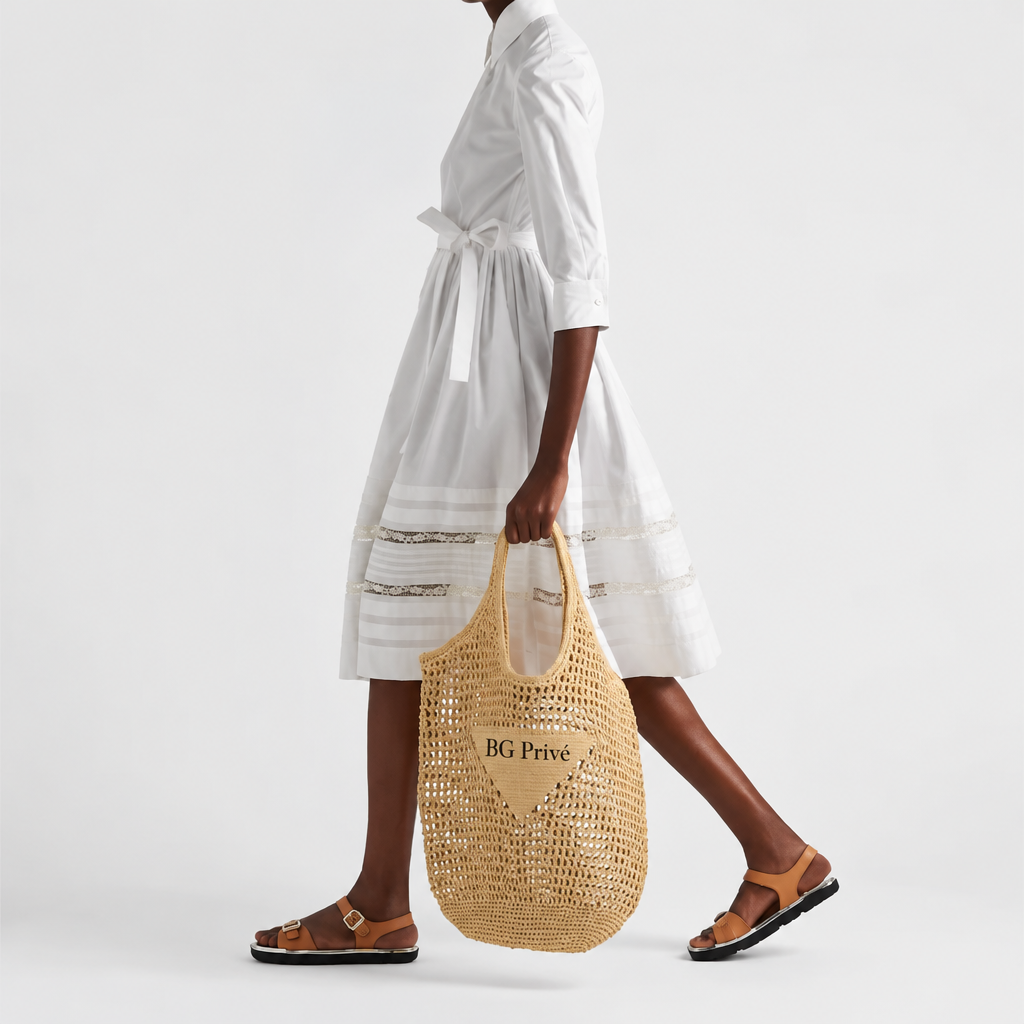 Raffia Tote Bag Natural Beige 1BG424