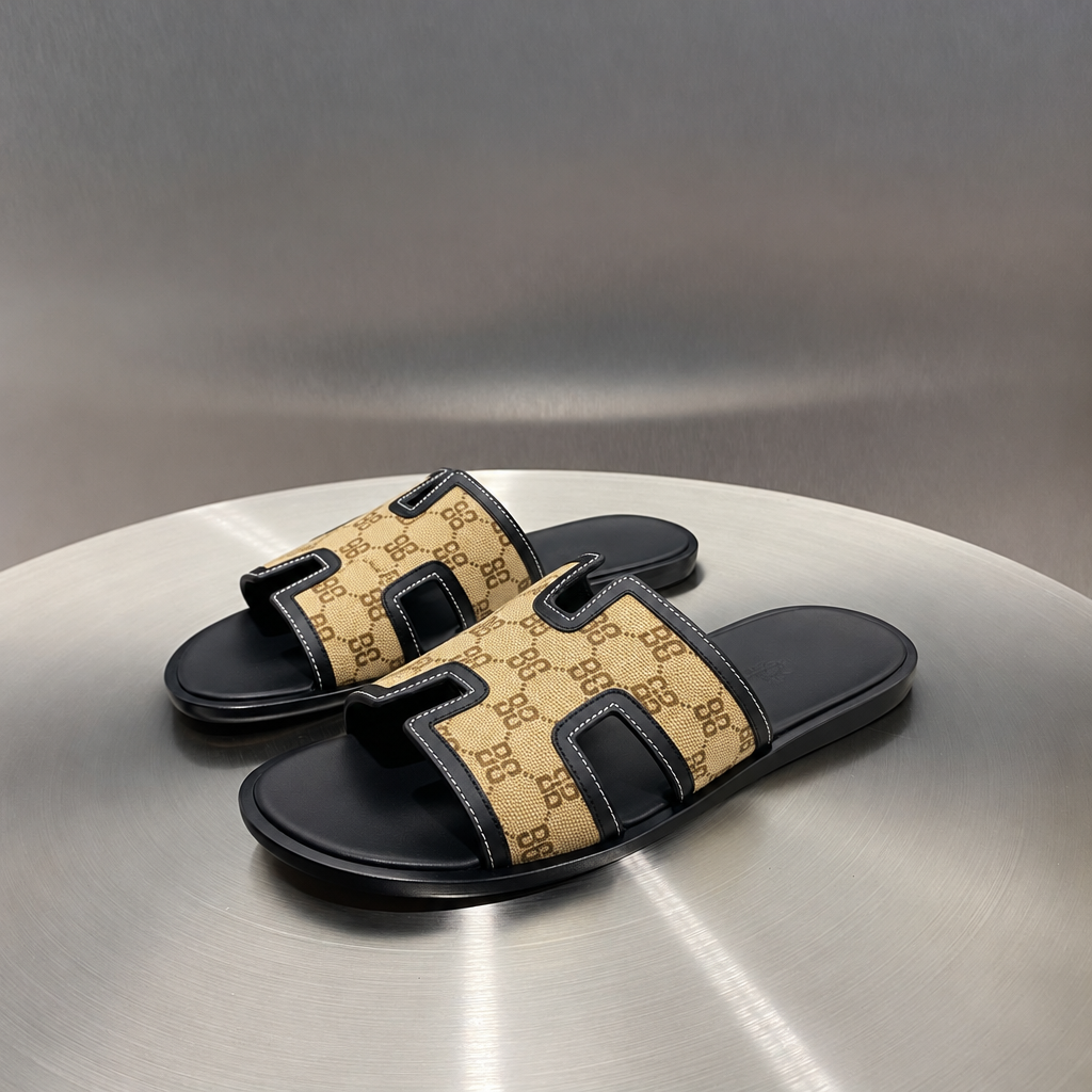 Izmir Sandal in Golden Tan and Black for Men
