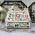 Dolce &amp; Gabbana Sicily Graffiti-Print Dauphine Leather Medium Bag