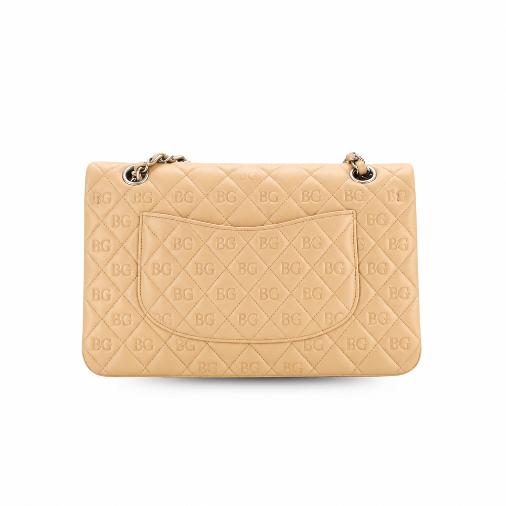 Classic Flap Medium 11.12 Handbag, Beige Silver Hardware