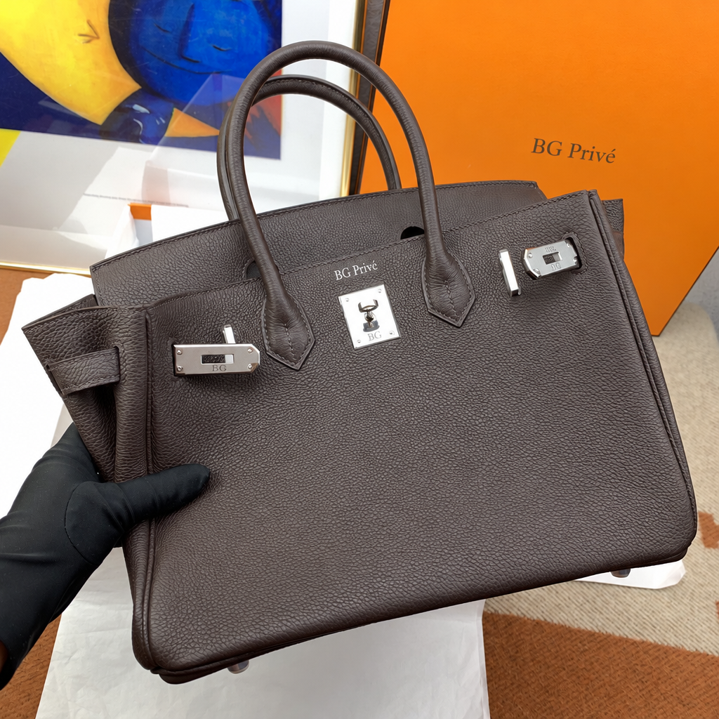 Birkin 30 Bag in Dark Brown with Silver-Tone Hardware