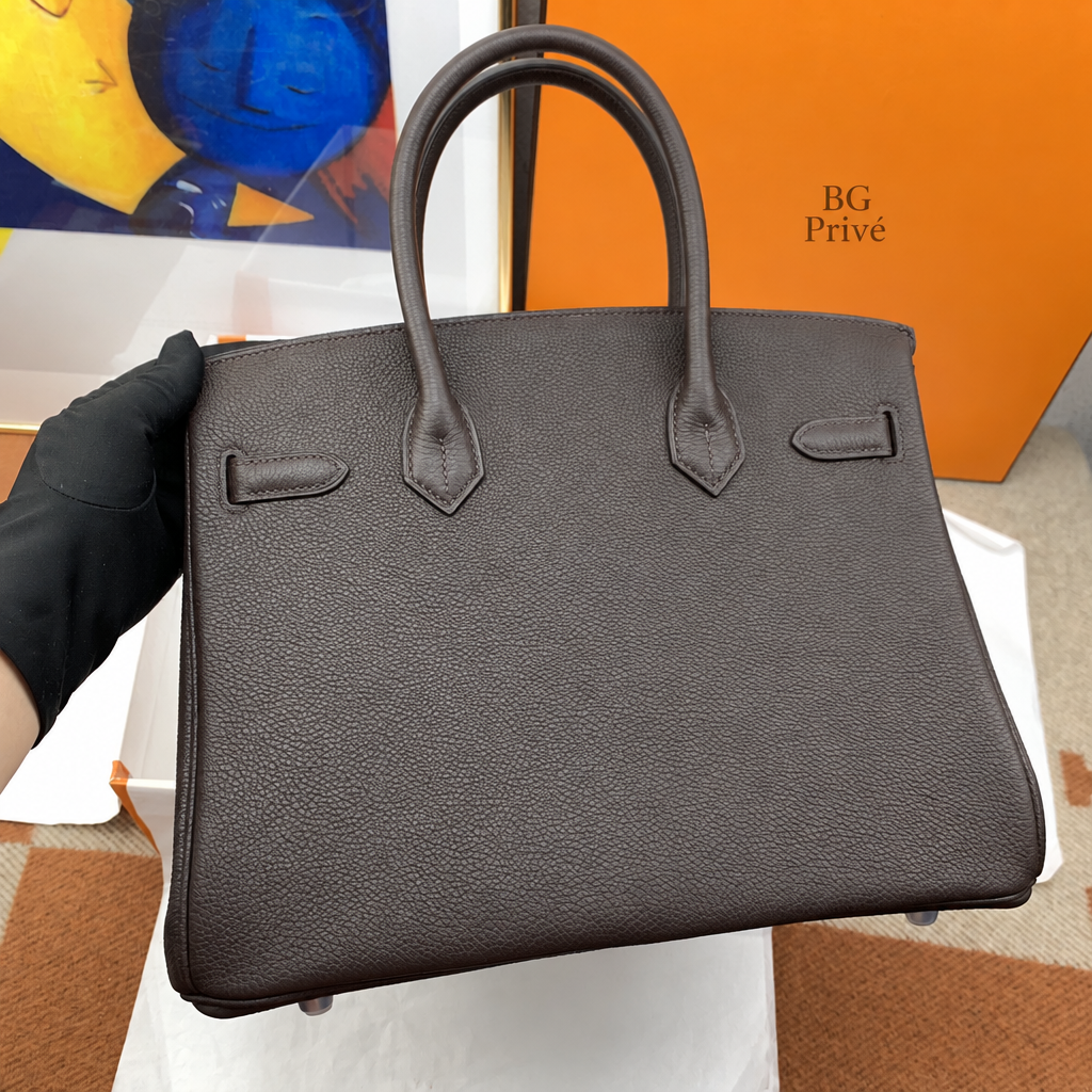 Birkin 30 Bag in Dark Brown with Silver-Tone Hardware