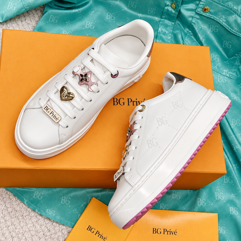 Time Out Sneaker in White and Pink
