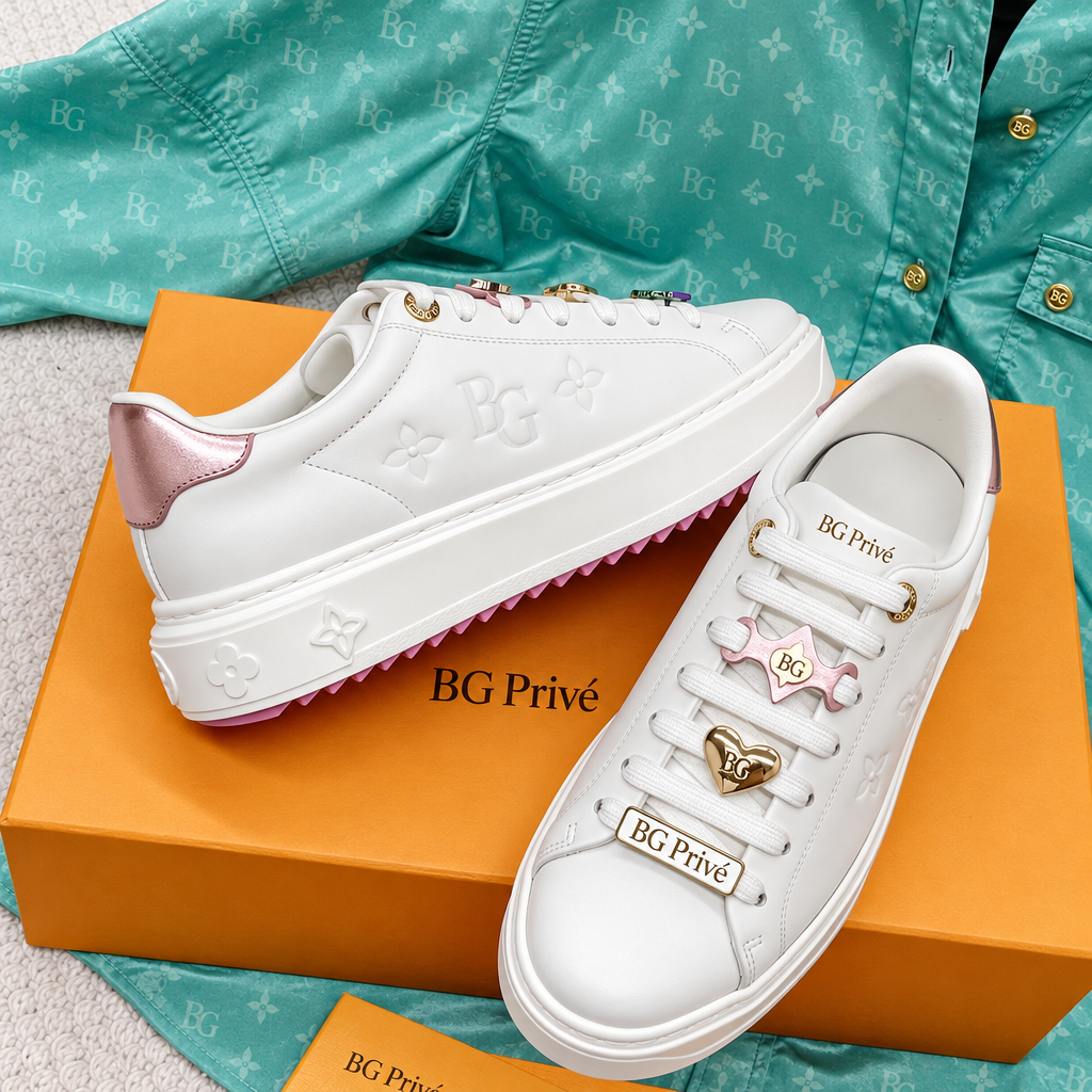 Time Out Sneaker in White and Pink