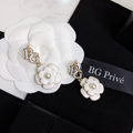 Camellia Drop Earrings with and Pearl-Like Centers