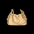 25 Mini Bag in Beige and Black Braided Raffia-Effect Canvas