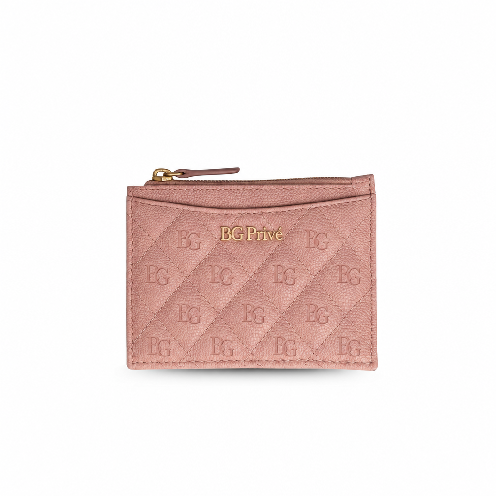 Zipped Card Holder O-Card / Coin-Card Case in Light Dusty Pink