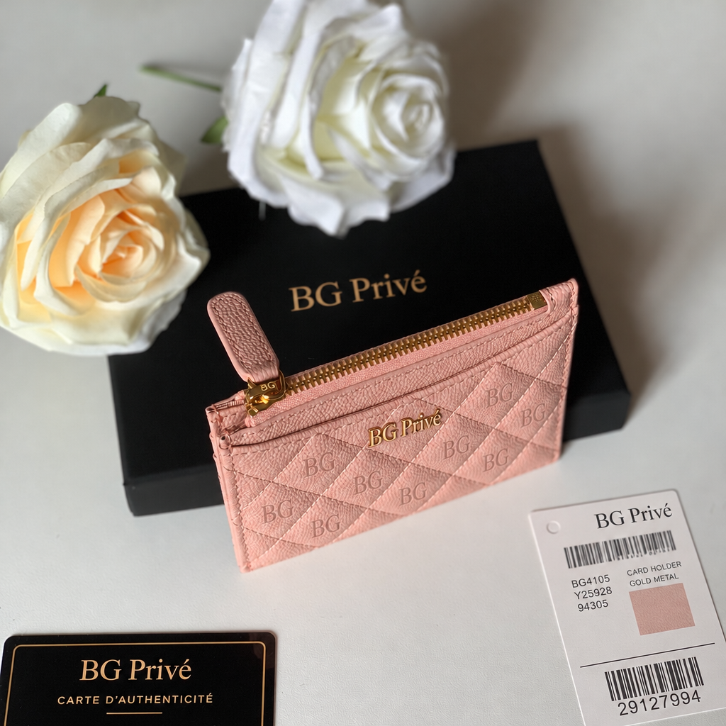Zipped Card Holder O-Card / Coin-Card Case in Light Dusty Pink