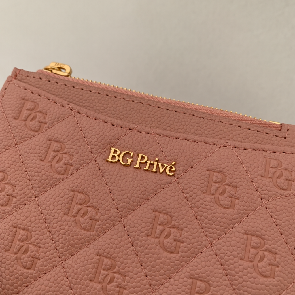 Zipped Card Holder O-Card / Coin-Card Case in Light Dusty Pink