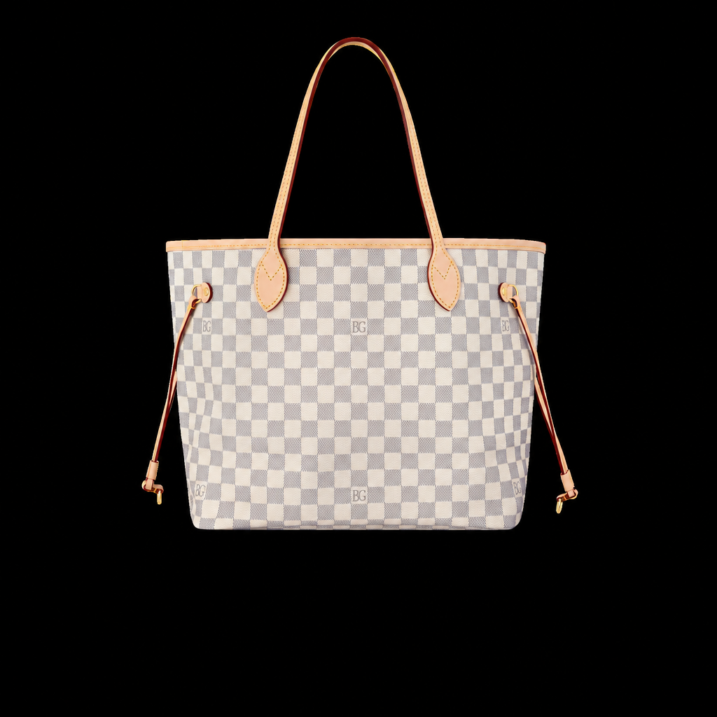 Neverfull MM Damier Azur Tote with Rose Ballerine Lining