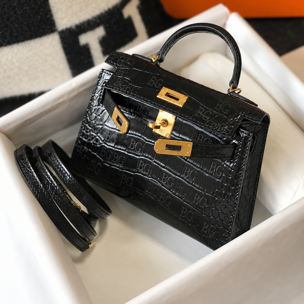 Mini Kelly 20 II Sellier Black with Gold Hardware