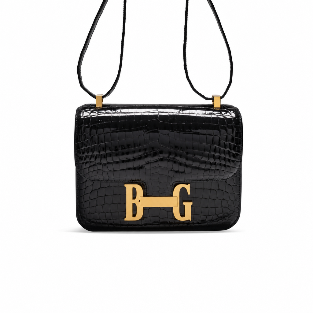 Constance 24 Black Shoulder Bag with Gold-Tone Hardware