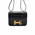 Constance 24 Black Shoulder Bag with Gold-Tone Hardware