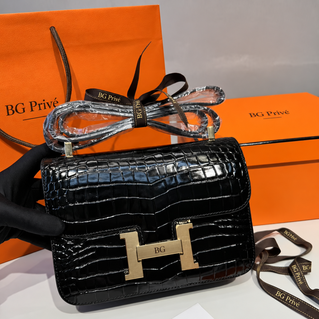 Constance 24 Black Shoulder Bag with Gold-Tone Hardware