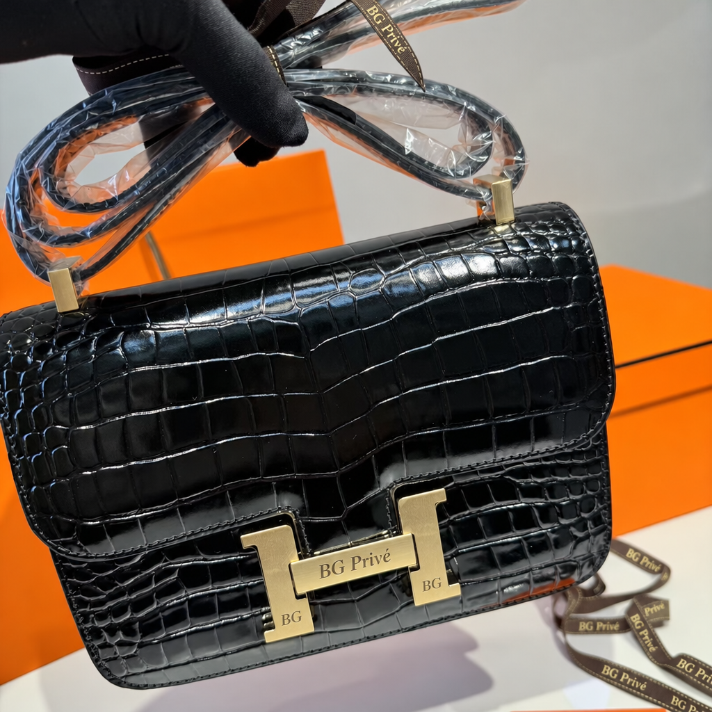 Constance 24 Black Shoulder Bag with Gold-Tone Hardware