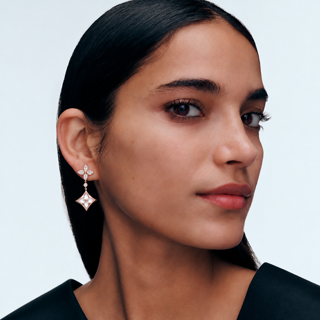 Color Blossom Double Star Long Earrings
