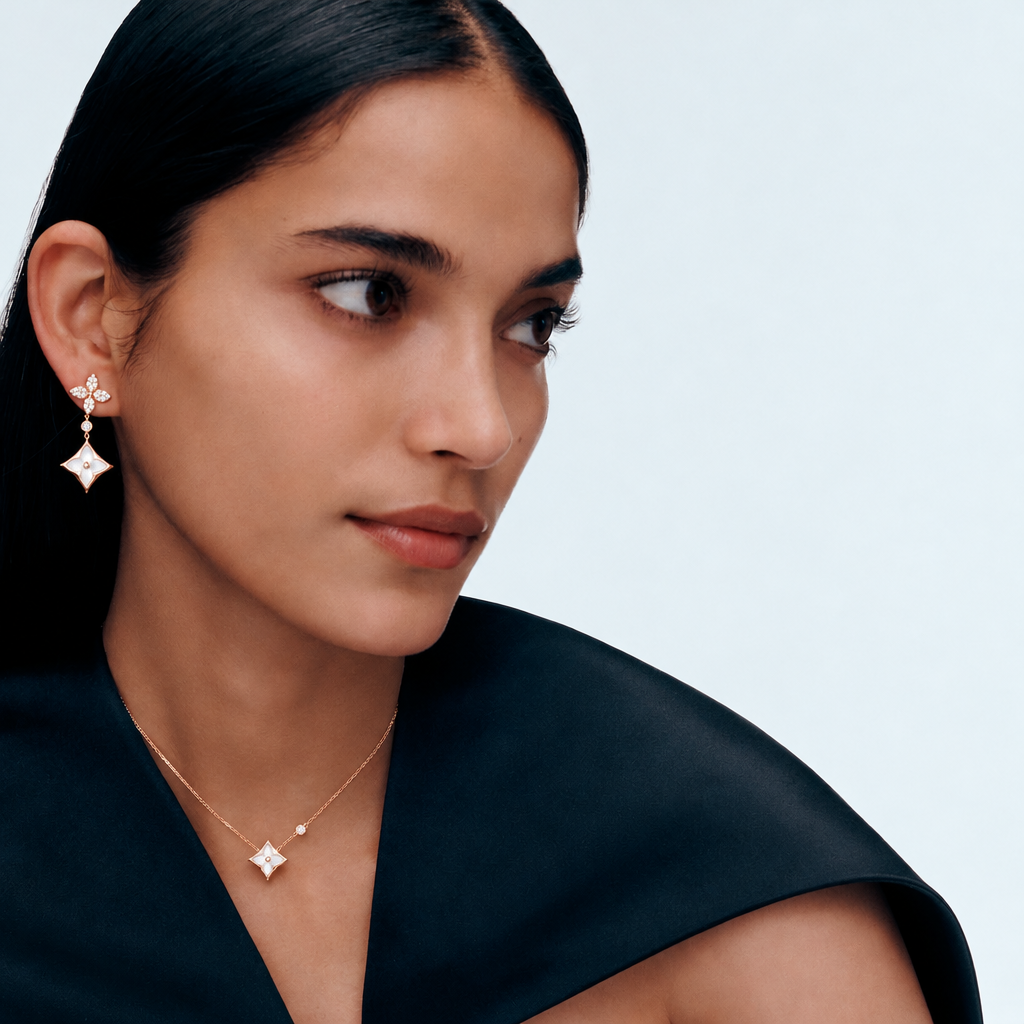 Color Blossom Double Star Long Earrings