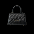 Mini Coco Handle Bag in Black Grained Calfskin