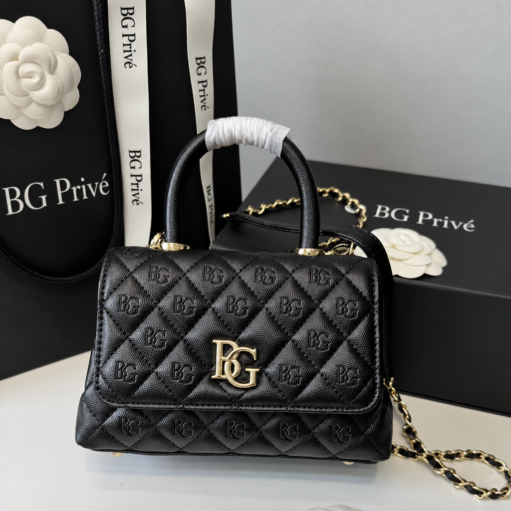 Mini Coco Handle Bag in Black Grained Calfskin