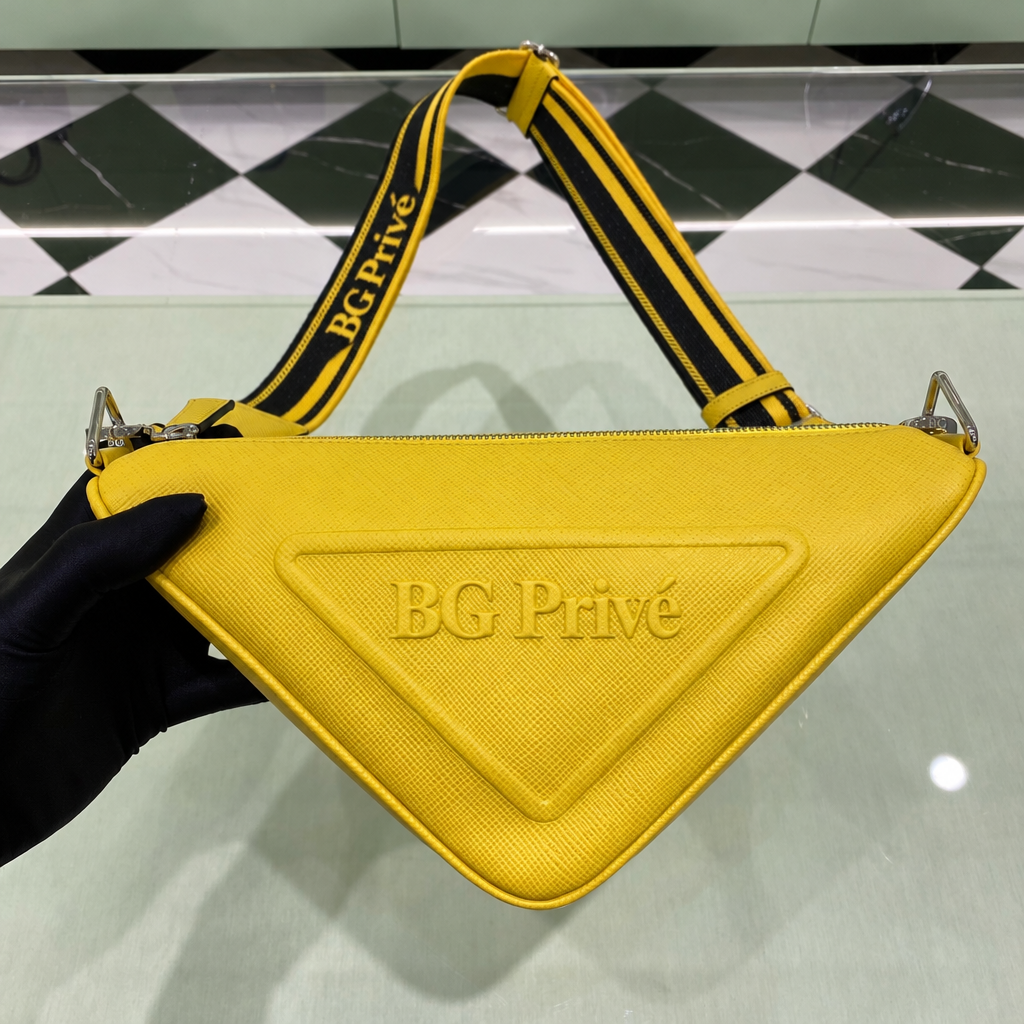 Triangle Bag in Sunny Yellow Saffiano Leather 2VH155