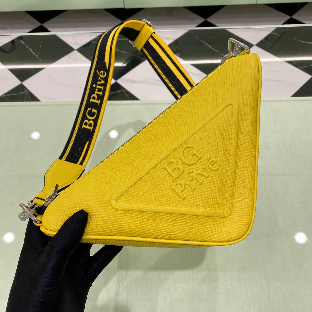 Triangle Bag in Sunny Yellow Saffiano Leather 2VH155