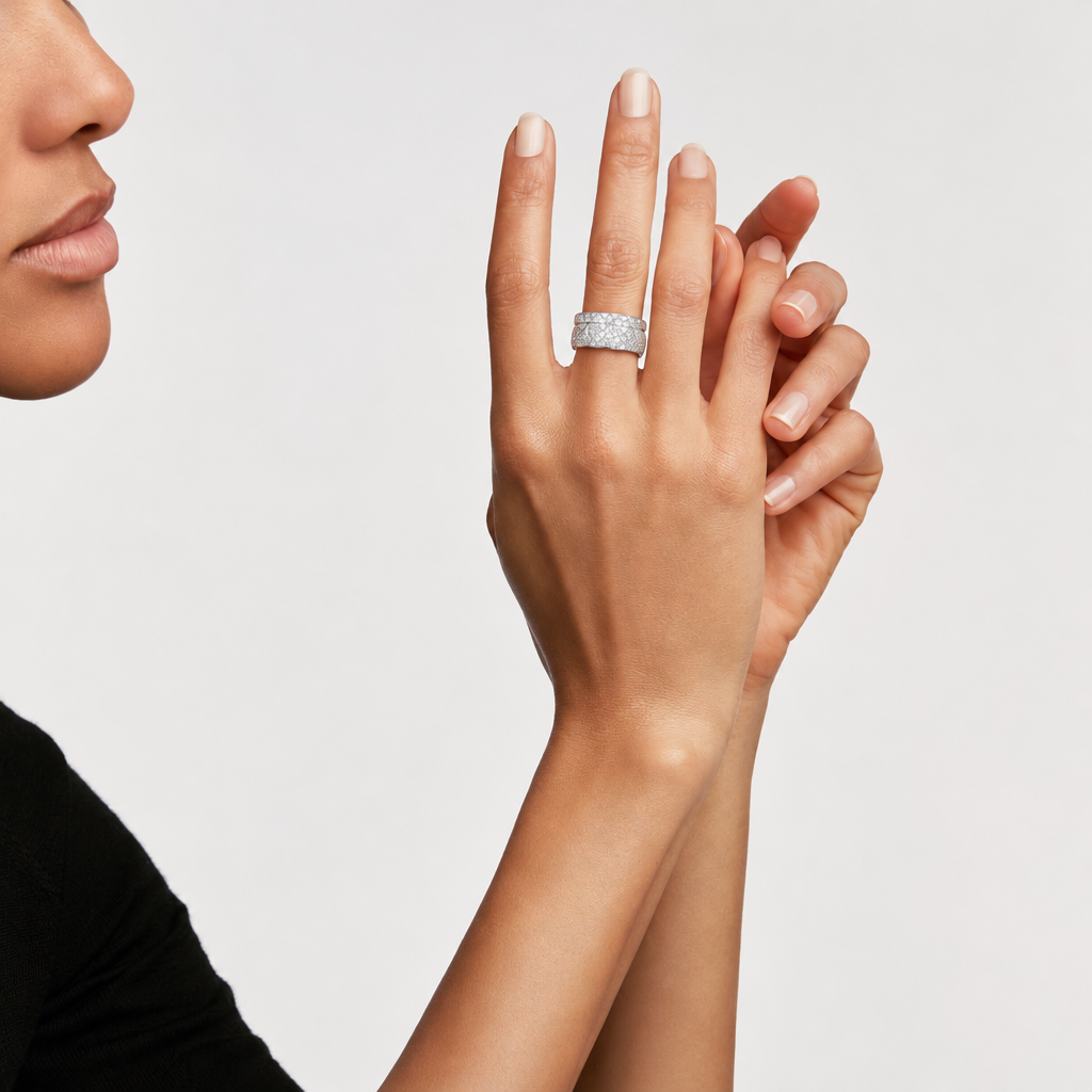 Coco Crush Ring, Small Version, 18K White Gold and Diamonds