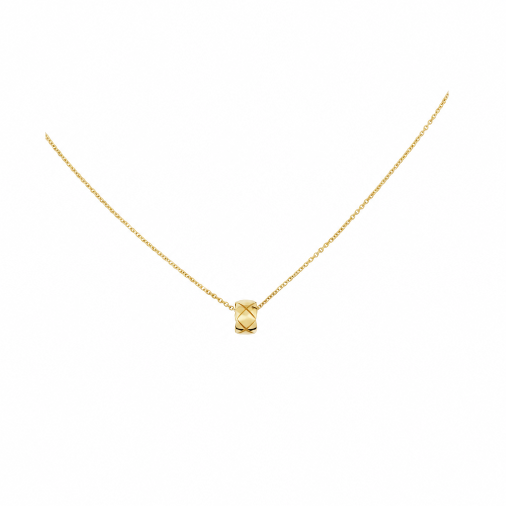 Coco Crush Necklace, Small Quilted Motif, 18K Yellow Gold
