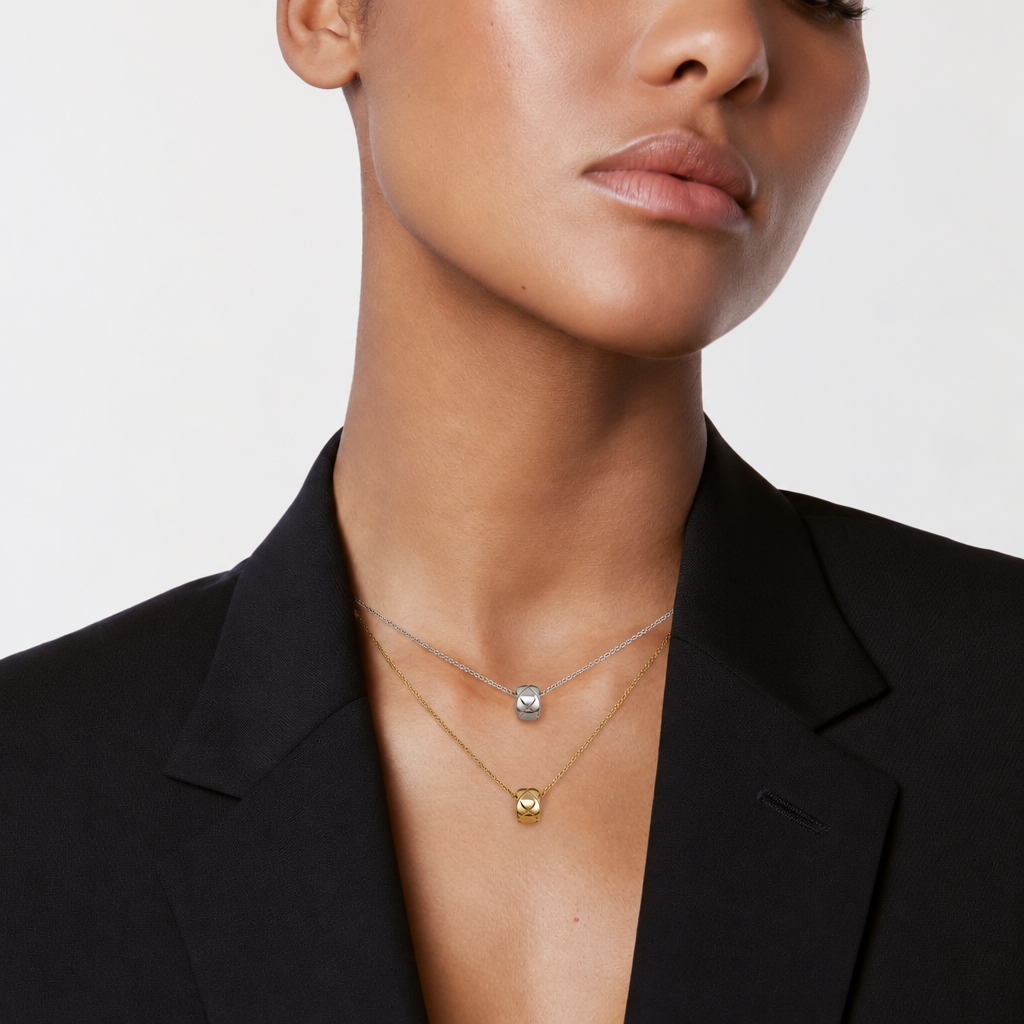 Coco Crush Necklace, Small Quilted Motif, 18K Yellow Gold
