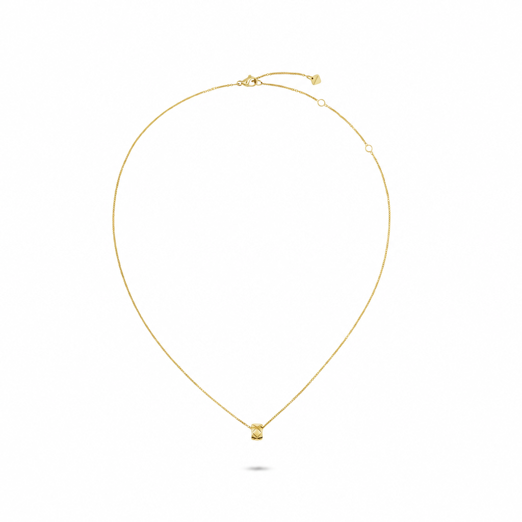 Coco Crush Necklace, Small Quilted Motif, 18K Yellow Gold