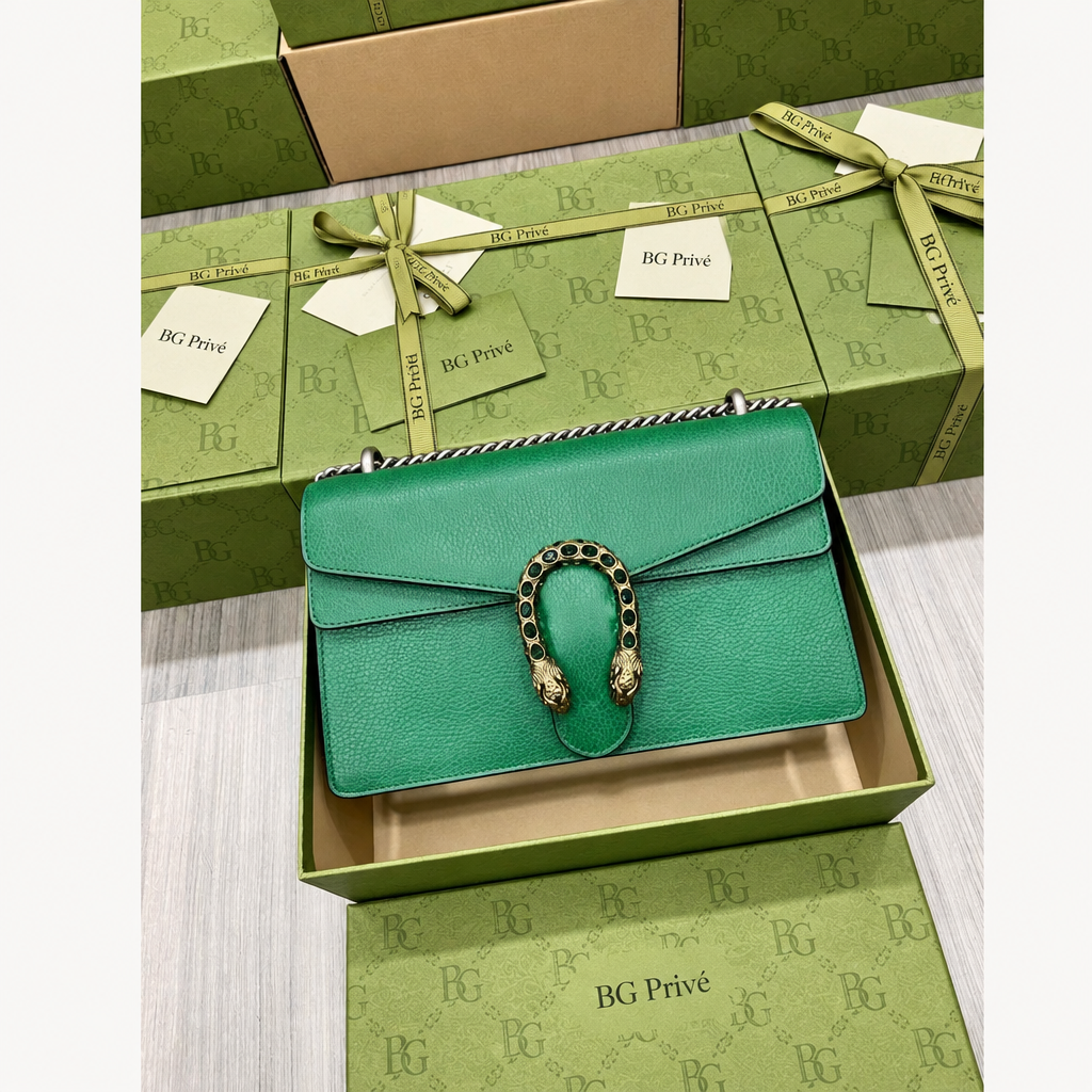 Dionysus Small Leather Shoulder Bag in Emerald Green