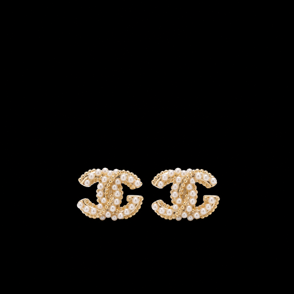 Pearl-Embellished Gold-Tone Stud Earrings