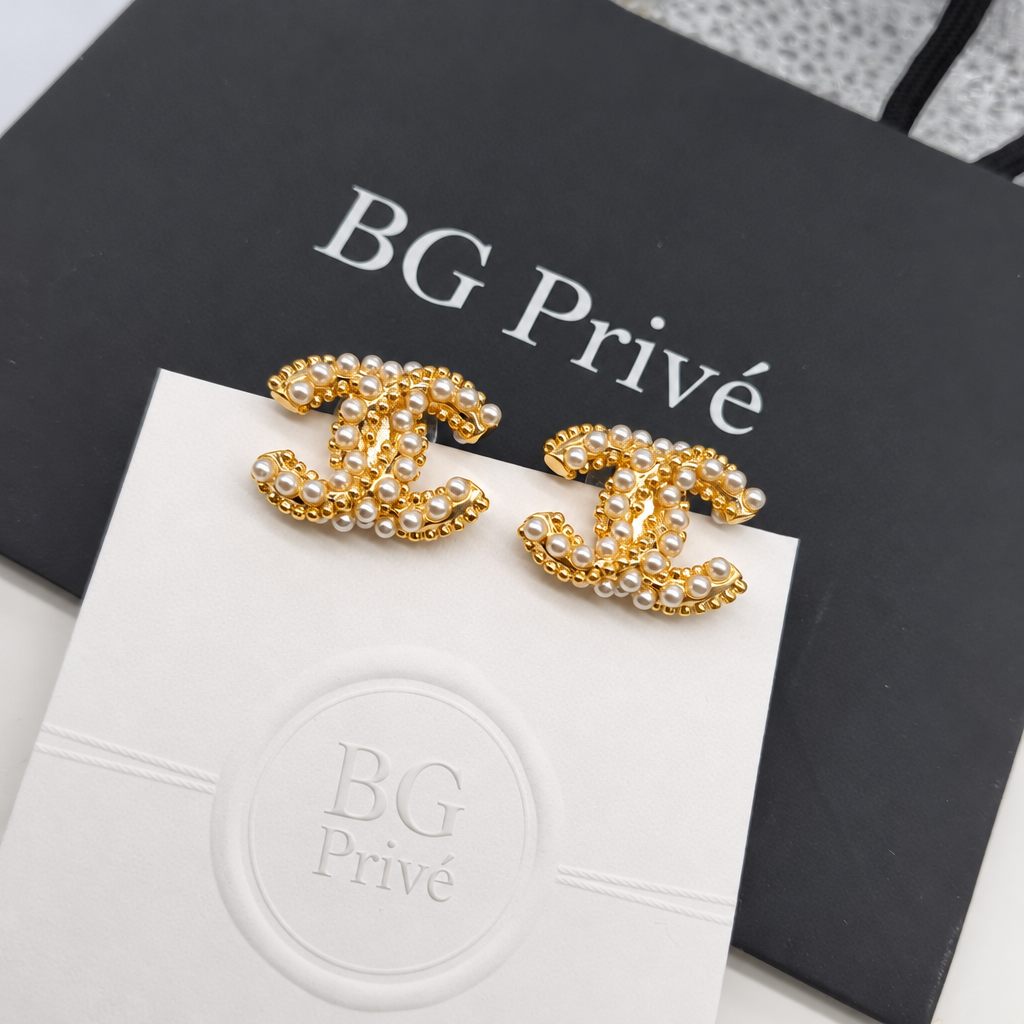 Pearl-Embellished Gold-Tone Stud Earrings