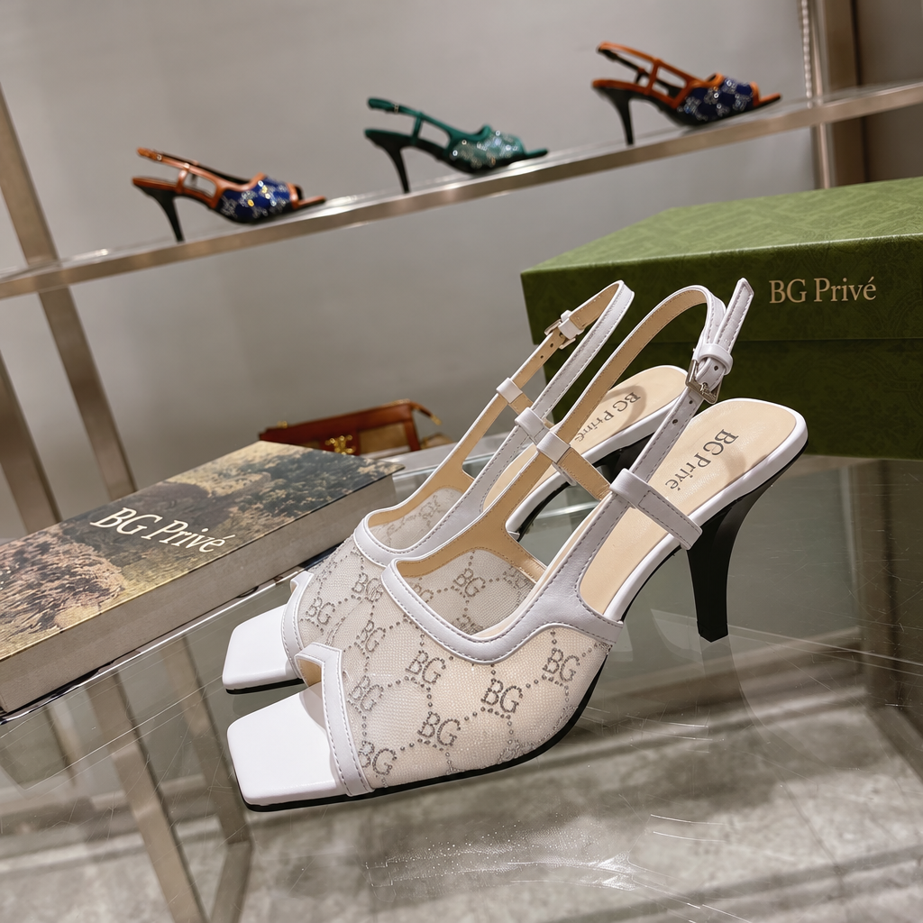 Demi Crystal Mesh Slingback Pumps