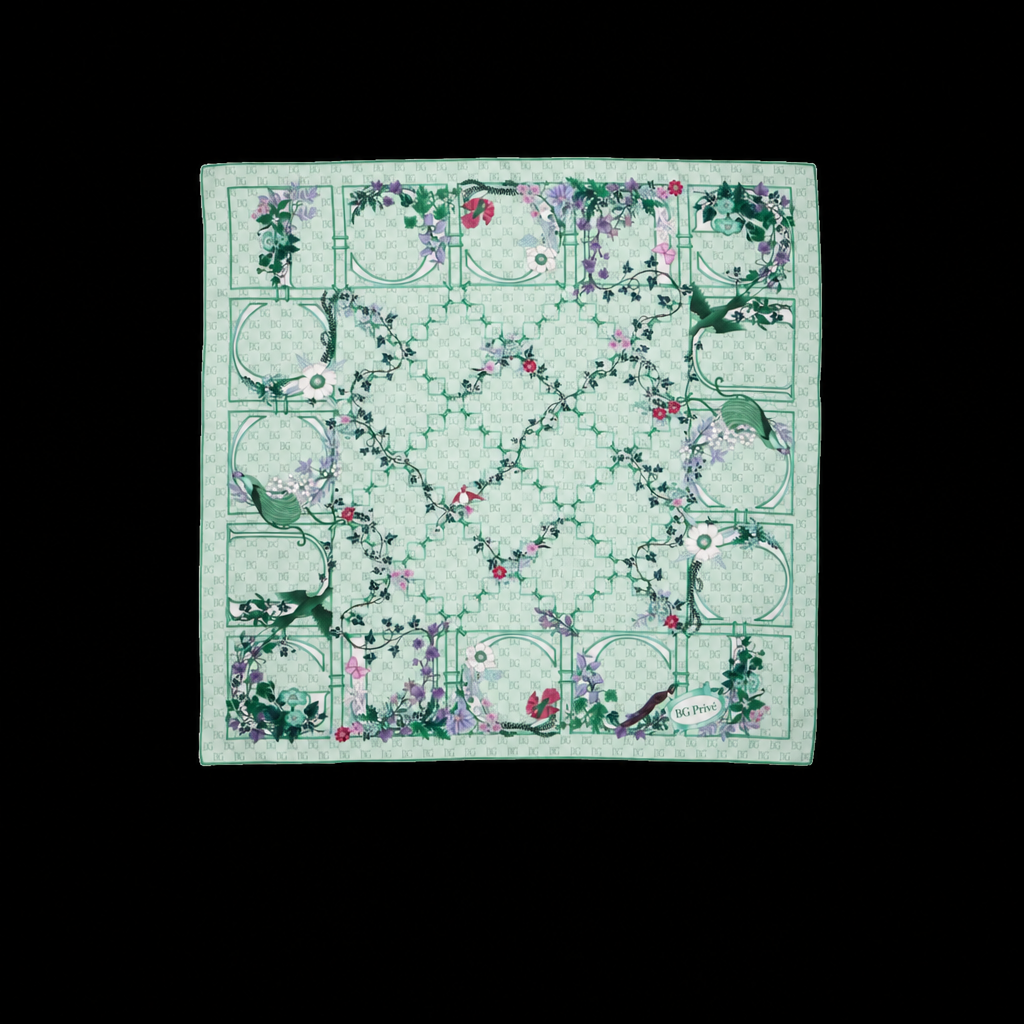 Printed Twill Carre Scarf Green For Women 777066 3G001 3967