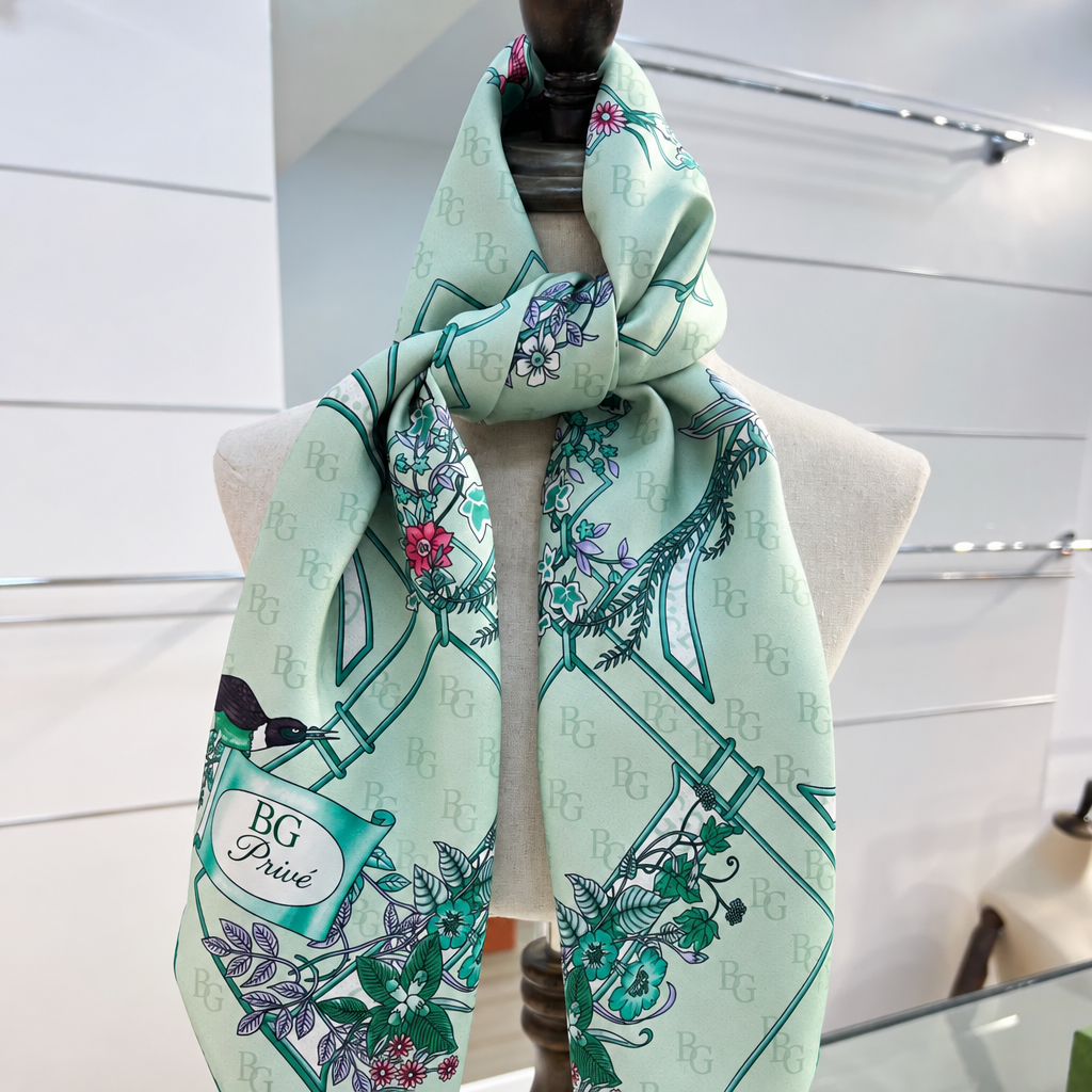 Printed Twill Carre Scarf Green For Women 777066 3G001 3967