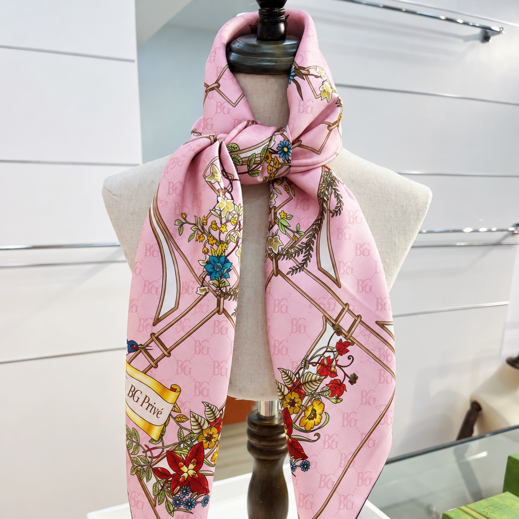Printed Twill Carre Scarf Pink For Women 777066 3G001 5967