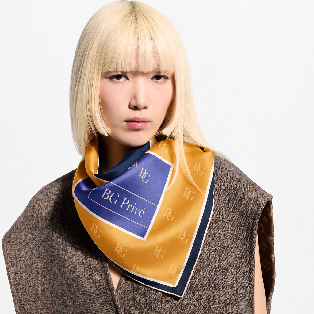 Tag And Go Square 90 Scarf Blue For Women M97962