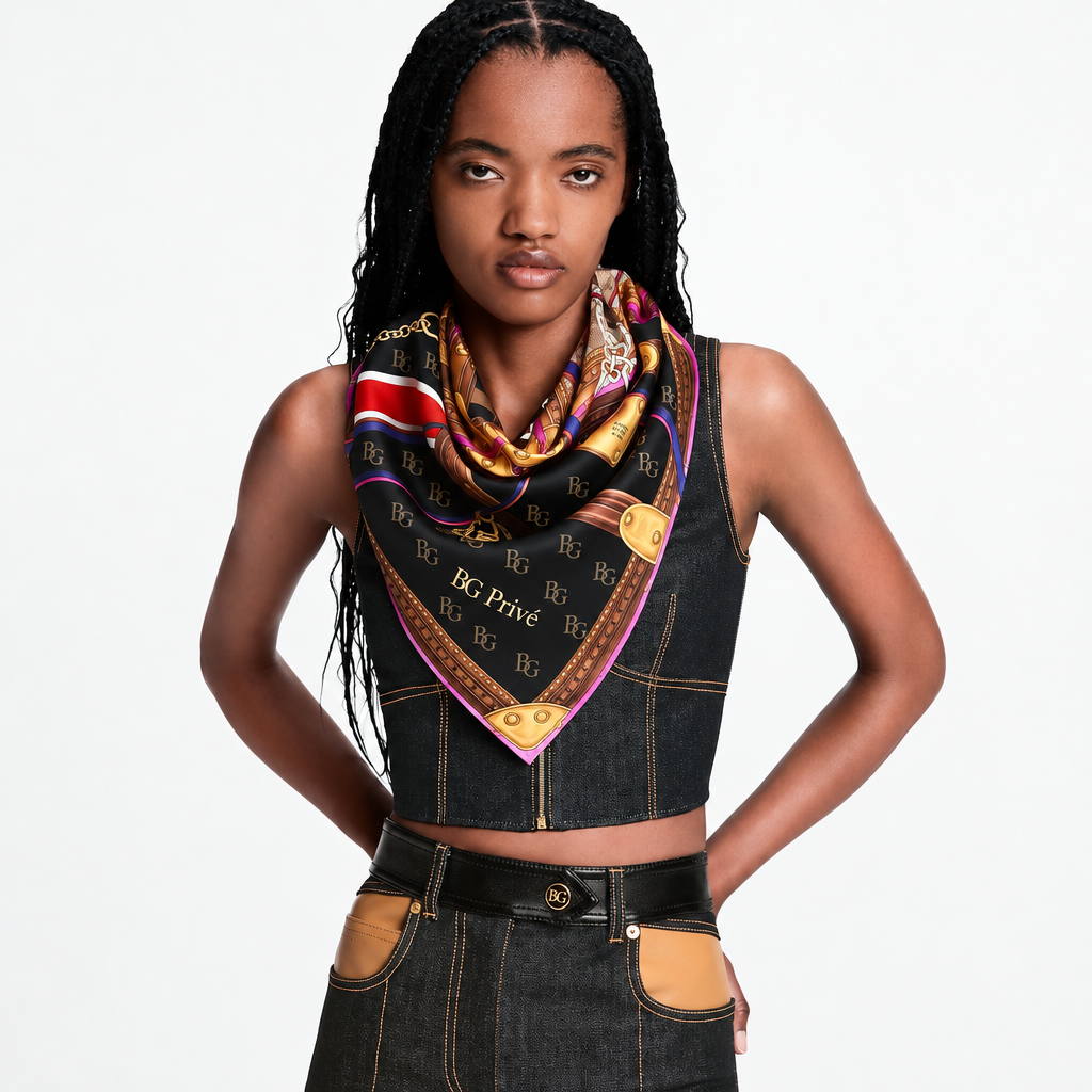 Strap And Trunk Square 90 Scarf Black For Women M97865
