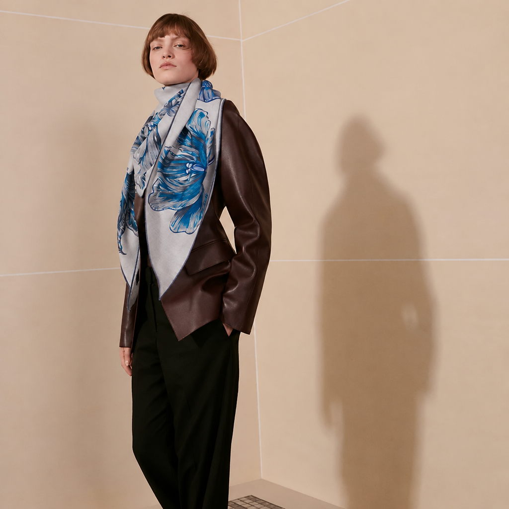 Tulipomanie Triangle Scarf Bleu Electrique For Women